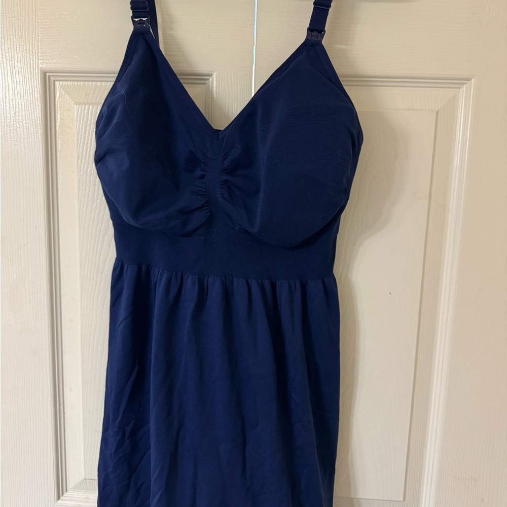 Navy Blue Women's Maternity Nursing Gown